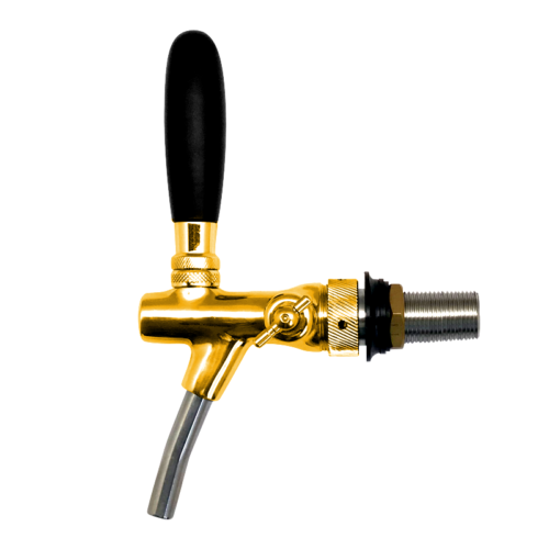 Flow Control Gold Plated Brass Tap with SS Spout – 55mm Shank & 10mm Bore
