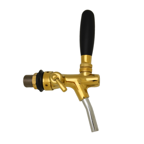 Flow Control Gold Plated Brass Tap with SS Spout - 35mm Shank and 10mm Bore
