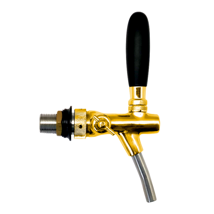 Flow Control Gold Plated SS Tap with SS Spout - 35mm Shank and 10mm Bore