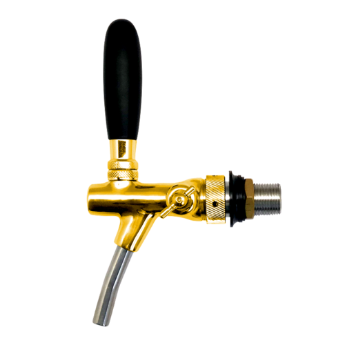 Flow Control Gold Plated SS Tap with SS Spout - 35mm Shank and 10mm Bore