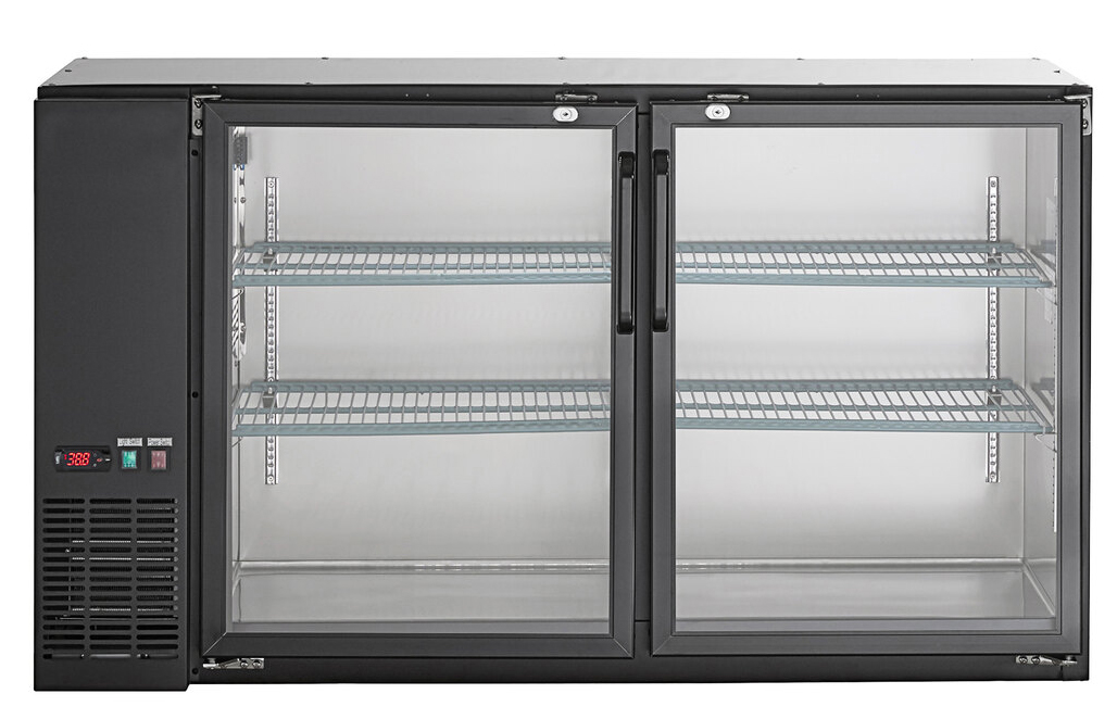 Glass 2 Door Under Counter Cooler With Side Cooling -Black
