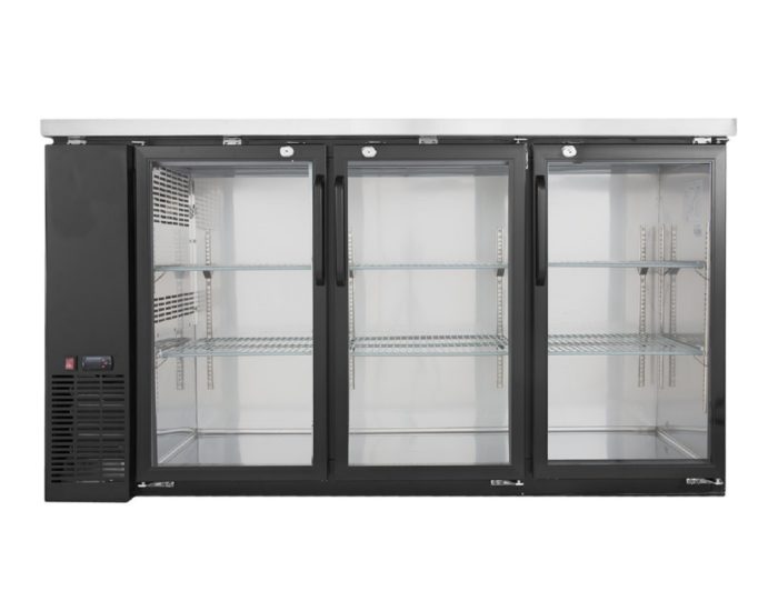 Glass 3 Door Under Counter Cooler With Side Cooling -Blackc2691 refrigerator krome